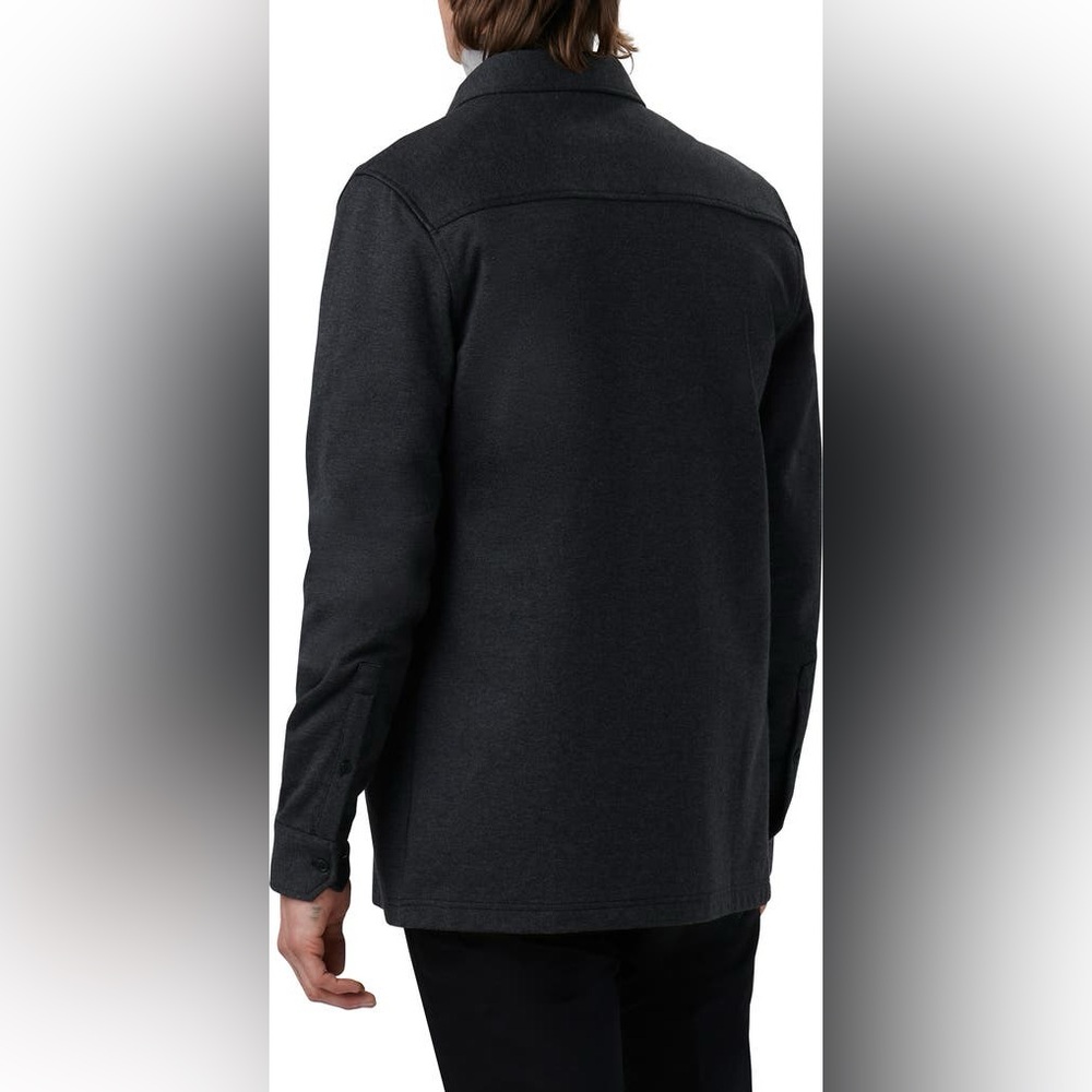 Bugatchi Cotton Blend Button Diwn Shirt Jacket Caviar Charcoal Grey size Large - Picture 5 of 16